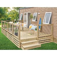 Terrasse Clairval non couverte Elite 3m avec rambarde "Pyla" (filet noir)