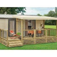 Terrasse couverte Select profondeur 2m60 Toile PVC standard, rambarde Pyla