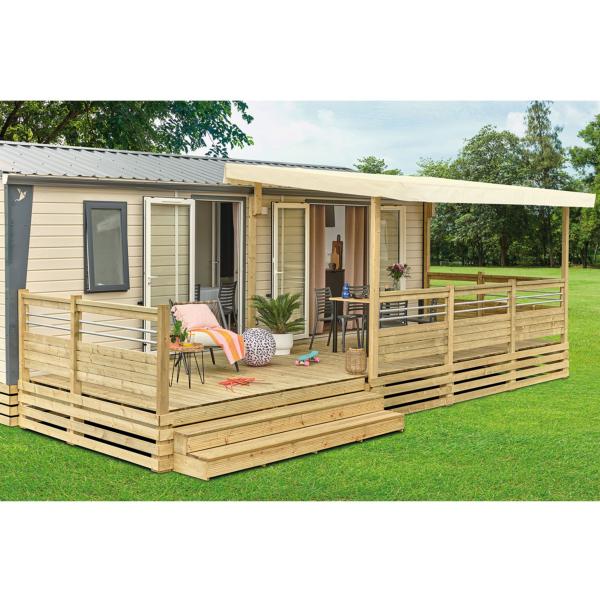 Terrasse Podium Clairval  MOEA 3m 10 couverte, rambarde Bella