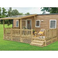 Terrasse couverte Select profondeur 2m60 Toile PVC standard, rambarde Oyat