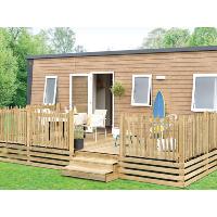Terrasse Clairval non couverte Elite 3m avec rambarde "Oyat" (1/2 rondins)