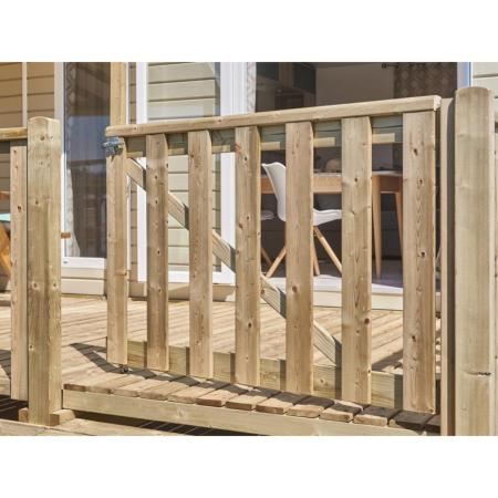 Portillon en bois sur roulette pour terrasse de mobil-home